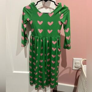 Green Dress with Pink Heart Pattern